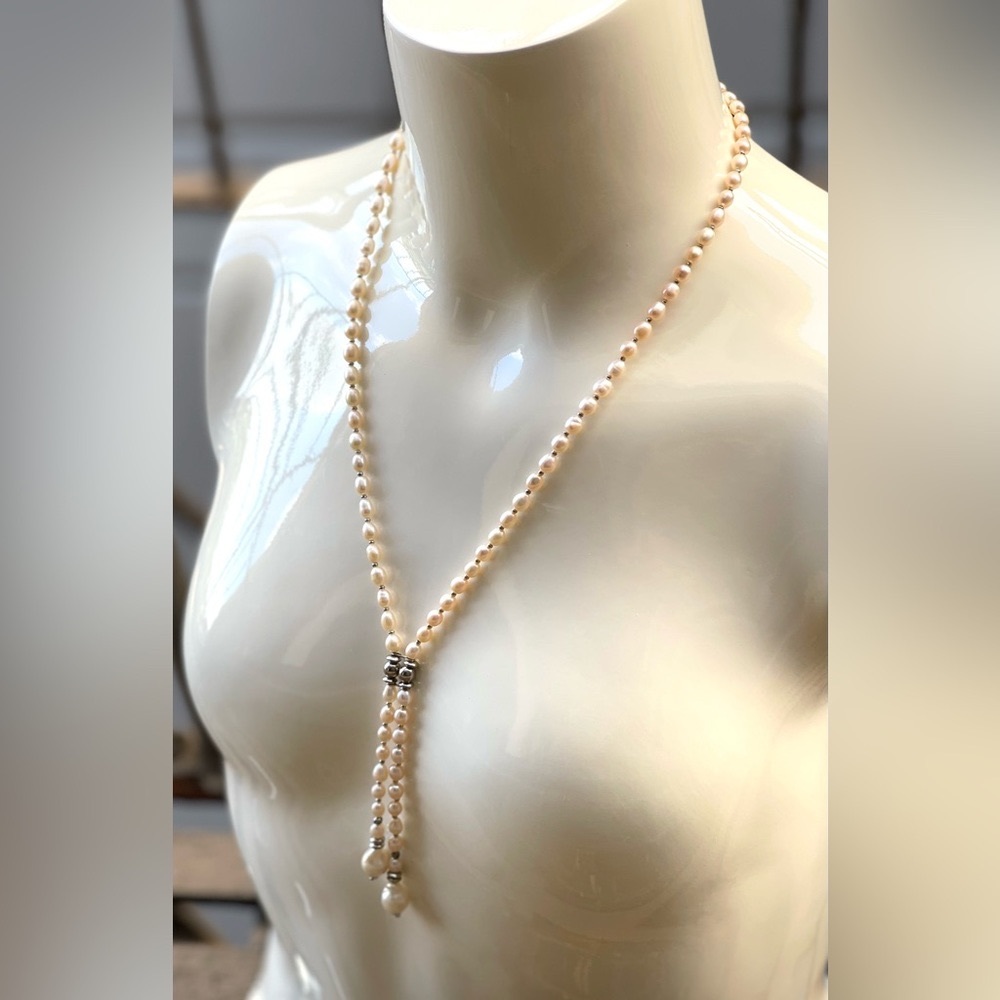 Natural Freshwater Pearl Lariat Necklace 18+3 Inch